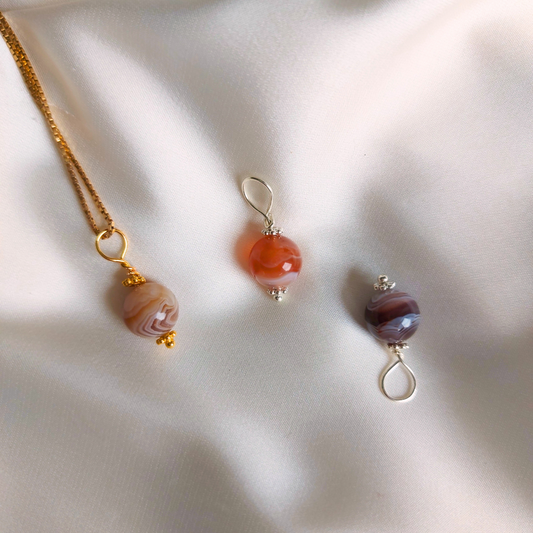 Botswana Agate pearl pendants