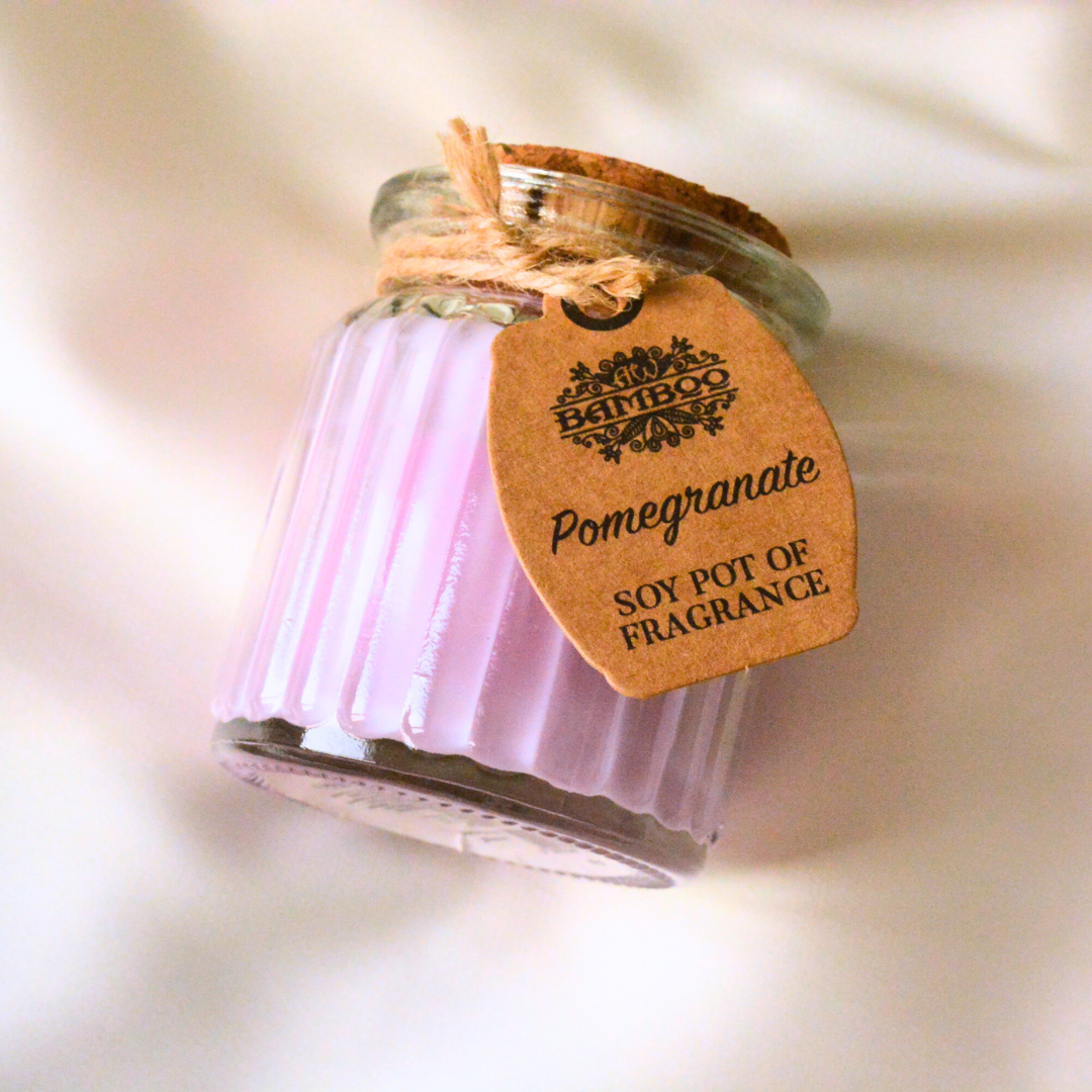 Pomegranate scented soy wax candle