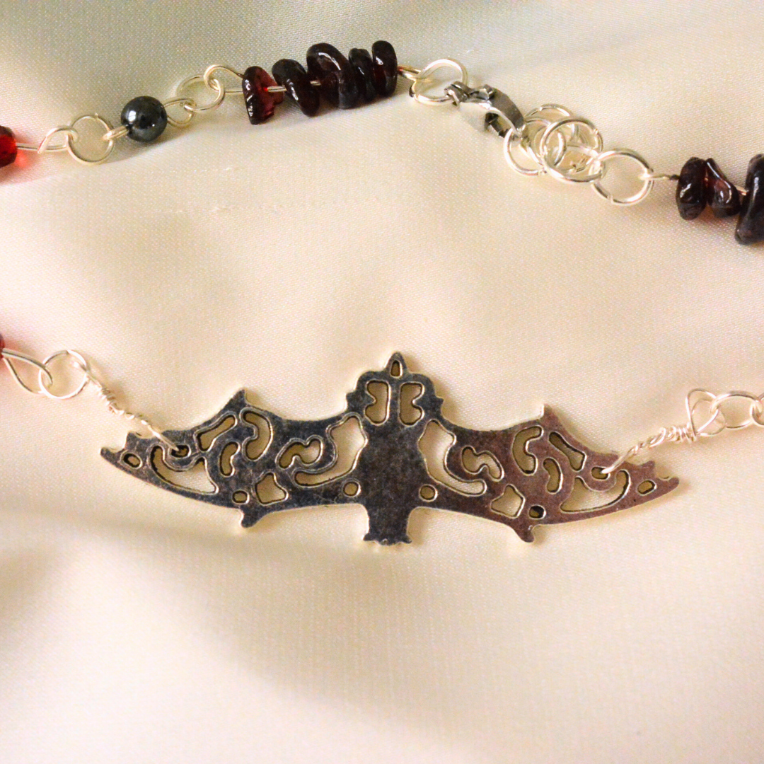 Halloween choker with bat pendant