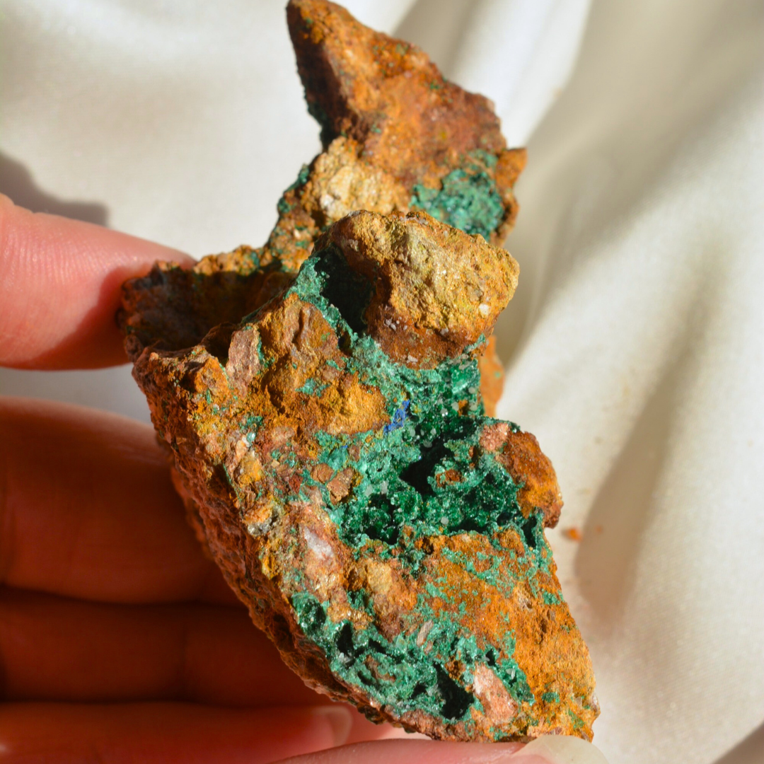 Malachite Specimen with Azurite (98g) from Morocco