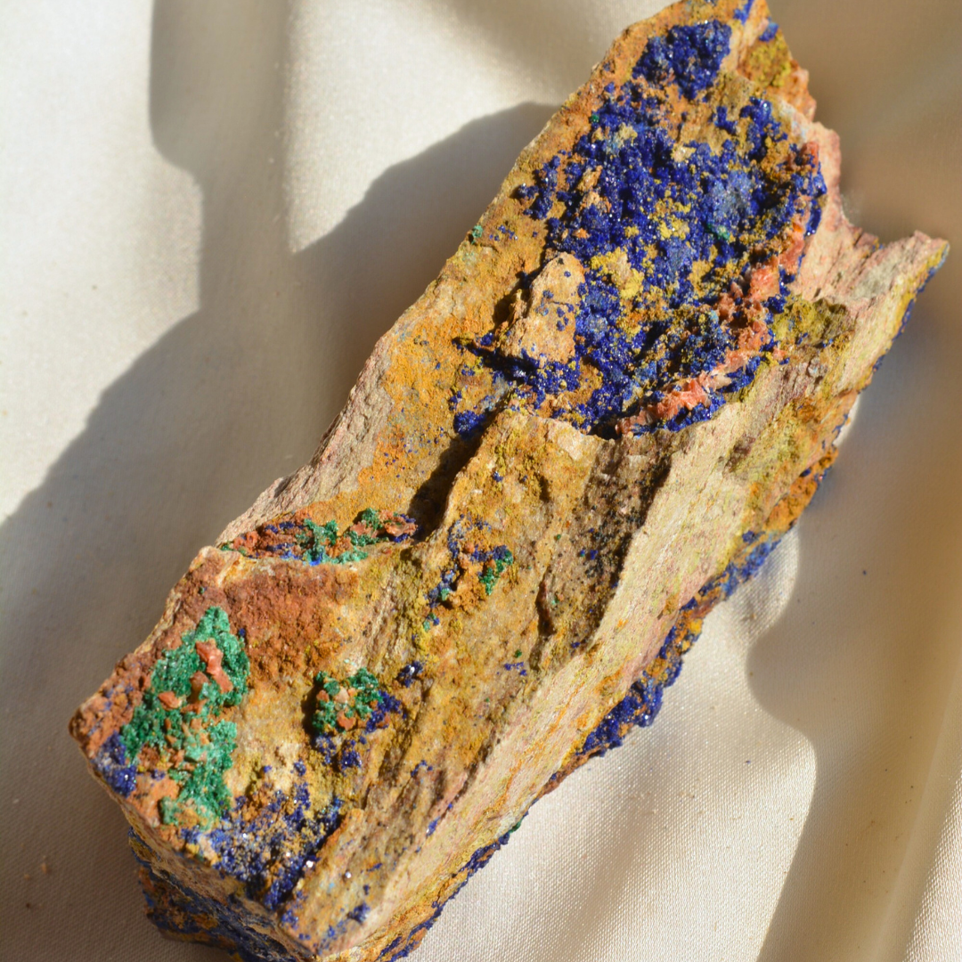 Azurite and Malachite specimen (127g) from Morocco