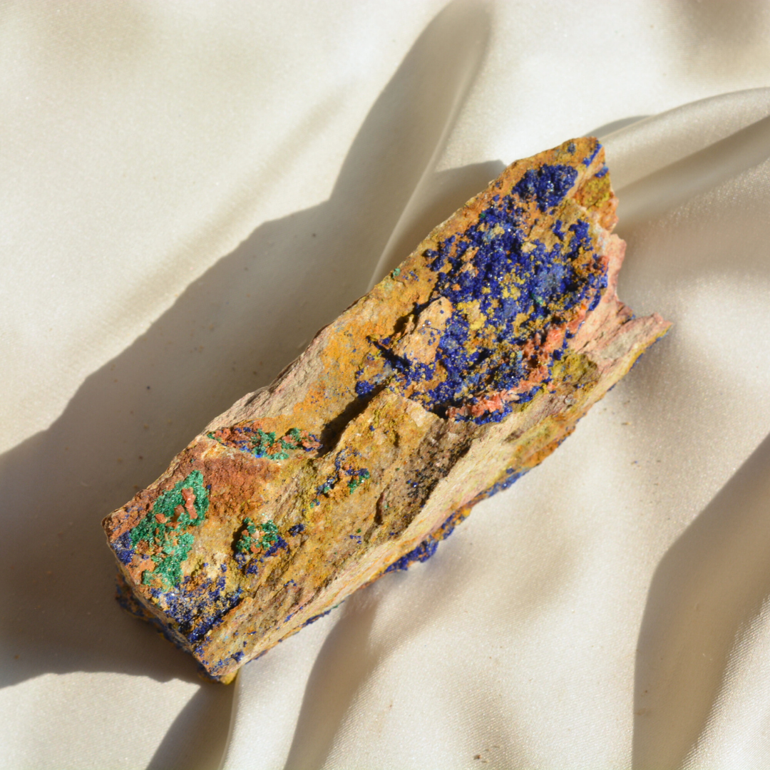 Azurite and Malachite specimen (127g) from Morocco