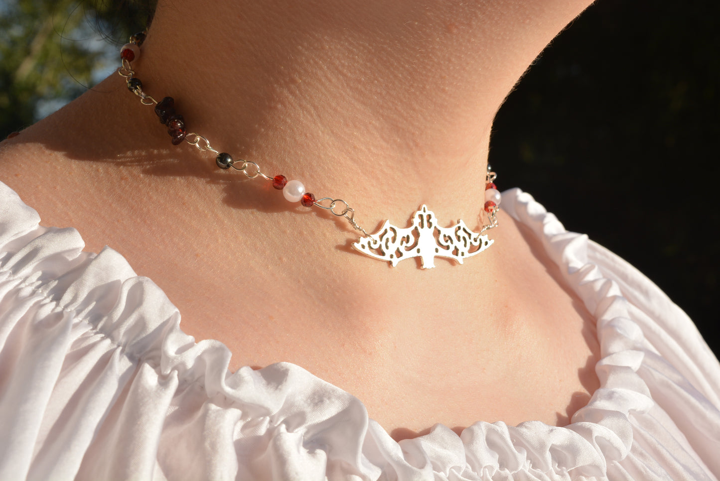 Halloween choker with bat pendant