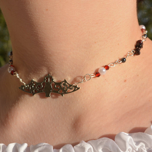 Halloween choker with bat pendant