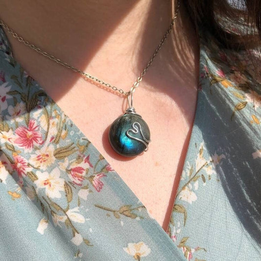 Double sided labradorite pendants - Aluminum wire wrap - Zepotha